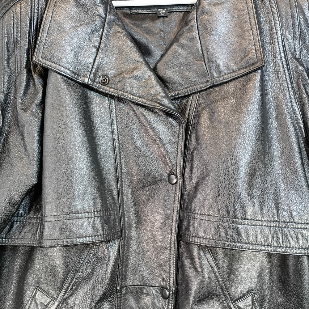 Vintage 90s Wilsons Leather Mens L Black Leather Jacket Oversized Bomber Grunge - Picture 6 of 16
